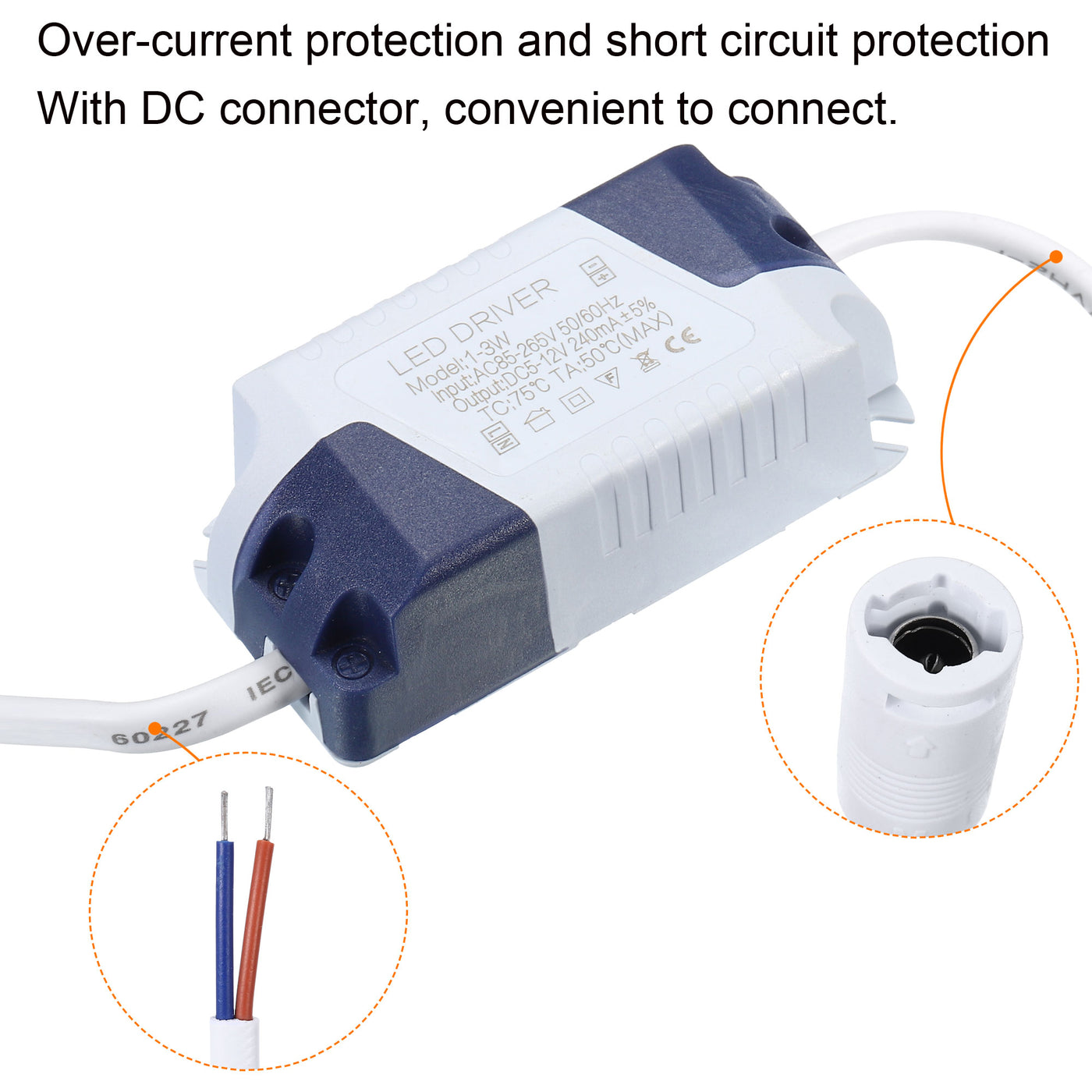 Harfington LED Driver, DC Female Connector Constant Current Rectifier Transformer Power Supply