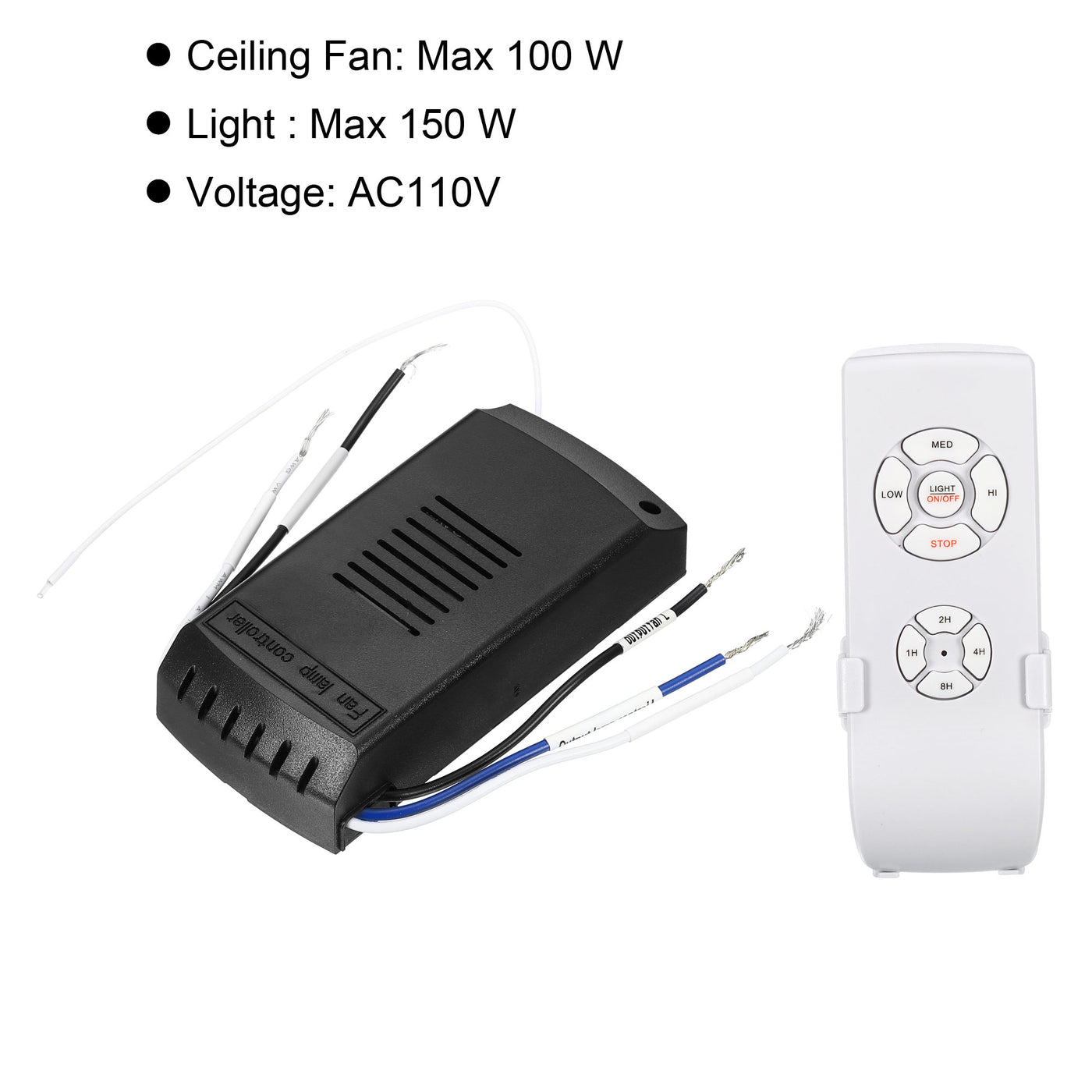 Harfington Universal Ceiling Fan Remote Control Kit, 110V Wireless 3 in 1 Speed Light Timing 3 Speed Controller with Receiver for Fan Lamp Control