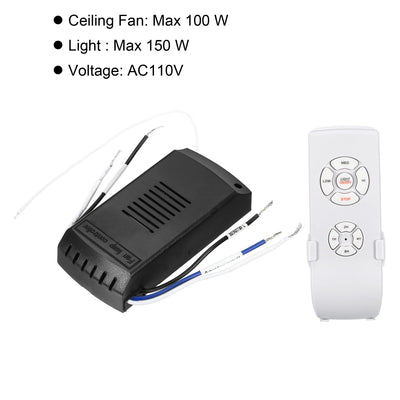 Harfington Universal Ceiling Fan Remote Control Kit, 110V Wireless 3 in 1 Speed Light Timing 3 Speed Controller with Receiver for Fan Lamp Control