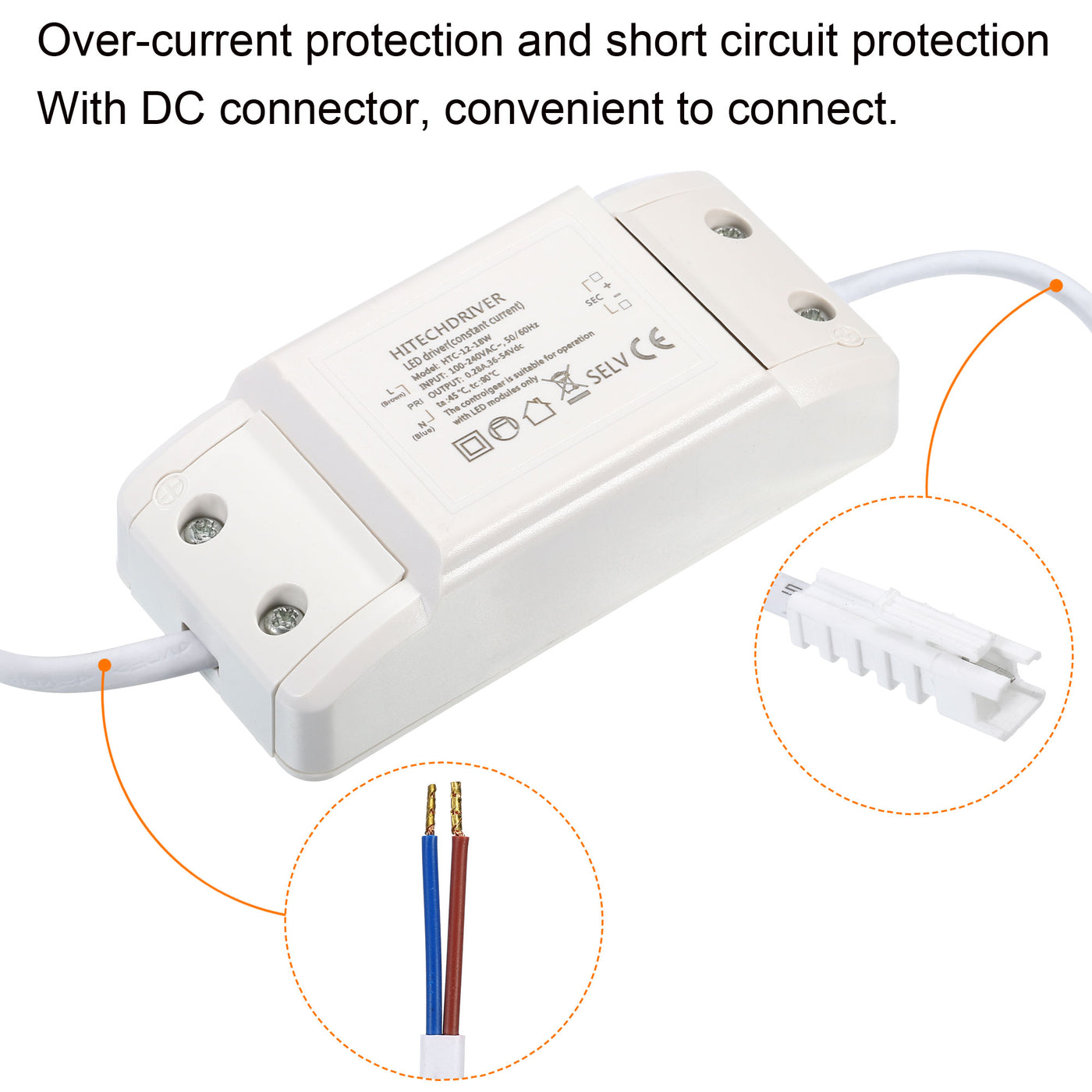 Harfington LED Driver, AC DC Male Connector Constant Current Rectifier Transformers External Power Supplies