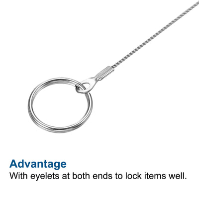 Harfington Stainless Steel Lanyard Cable 1.5mmx20cm, 10 Pack Rope with 20 Pack Key Ring