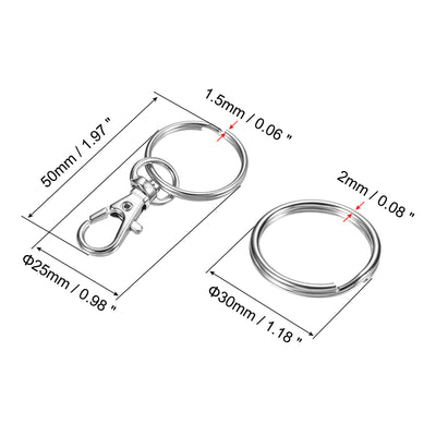 Harfington 4 Stück Edelstahl Lanyard Kabel 1.5mmx10cm Ösen Ende Sicherheit Drahtseil mit 4 Stk. Schlüsselring 4 Stk.Schlüsselanhänger