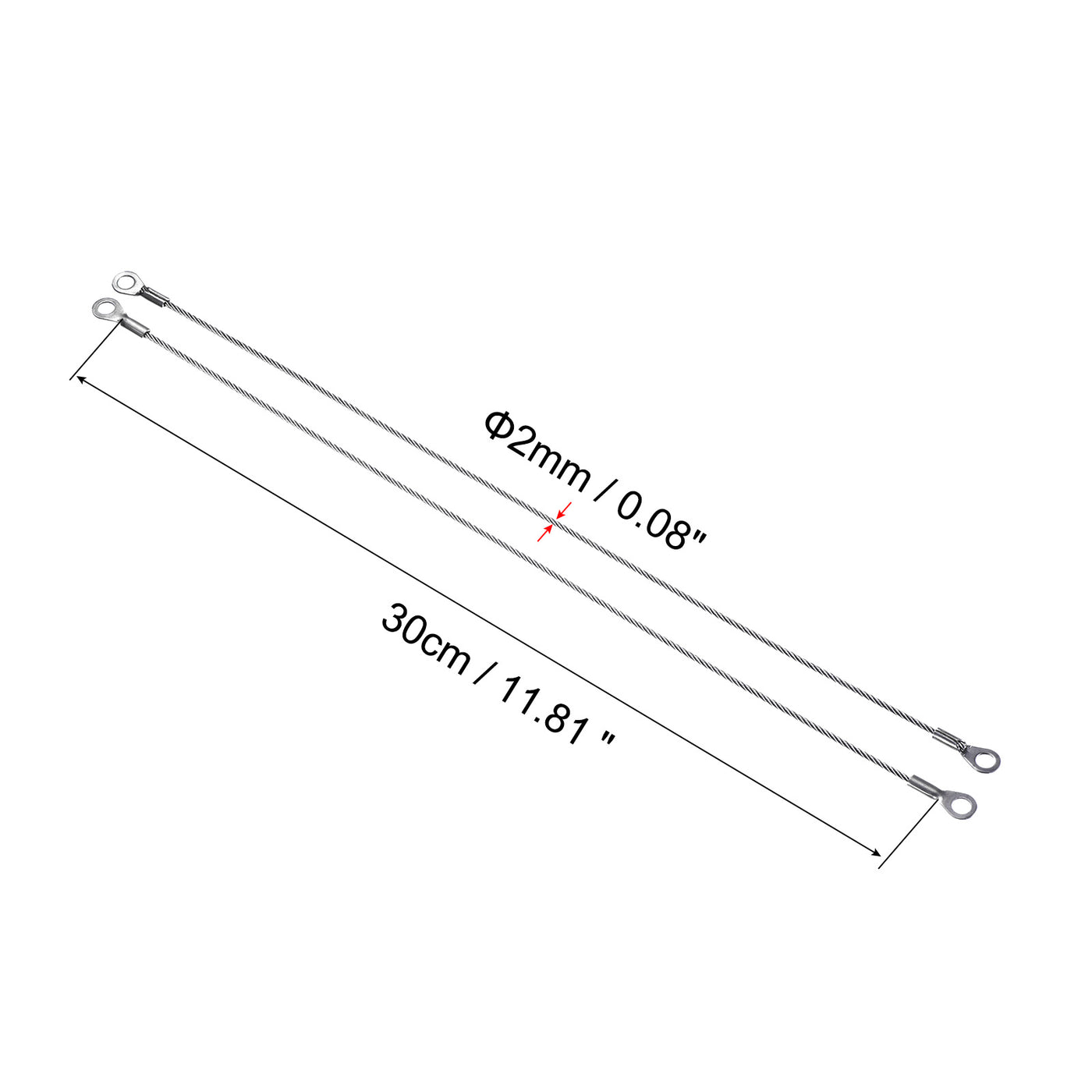 Harfington 4 Stück Edelstahl Lanyard Kabel 2mmx30cm Ösen Ende Sicherheit Drahtseil mit 4 Stk. Schlüsselring 4 Stk.Schlüsselanhänger