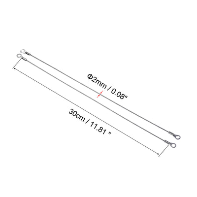 Harfington 4 Stück Edelstahl Lanyard Kabel 2mmx30cm Ösen Ende Sicherheit Drahtseil mit 4 Stk. Schlüsselring 4 Stk.Schlüsselanhänger