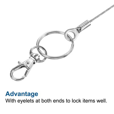 Harfington 8 Pack Lanyard Cable 1.5mmx30cm Rope with 8 Pack Key Ring 8 Pack Keychain