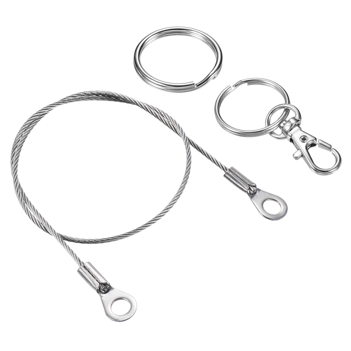 Harfington 8 Pack Lanyard Cable 1.5mmx30cm Rope with 8 Pack Key Ring 8 Pack Keychain