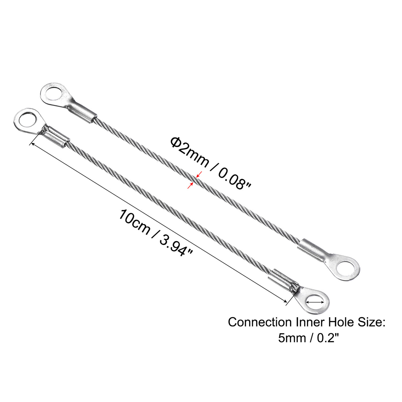 Harfington 10 Stück Lanyard Kabel Edelstahl 2mmx10cm Ösen Ende Sicherheit Draht Seil