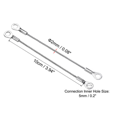 Harfington 10 Stück Lanyard Kabel Edelstahl 2mmx10cm Ösen Ende Sicherheit Draht Seil