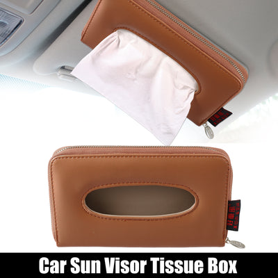 Harfington Car Sun Visor Backseat Tissue Napkin Box Holder Case PU Leather for Vehicle SUV Truck RV