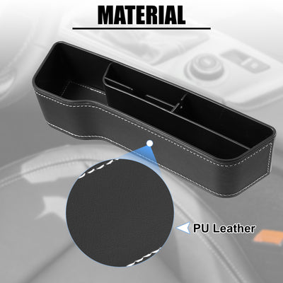 Harfington Car Seat Gap Storage Box Seat Gap Filler Multifunctional Car Seat Organizer PU Leather Console Side Pocket Front Seat Driver Side for Holding Phone Drink Cups Black