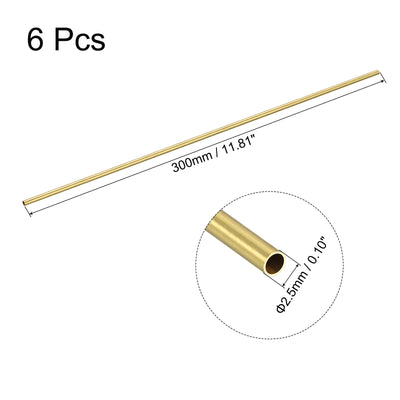 Harfington Uxcell 6 Stk Messing-Rundrohr 2,5 mm Außendurchmesser 0,25 mm Wandstärke 300 mm Länge Rohrschläuche