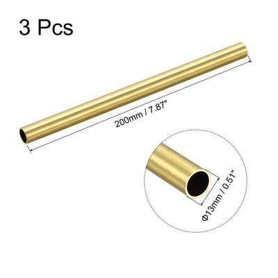 Harfington Uxcell 3Stk.Messing Rundrohr 13mm AD 1mm Wandstärke 200mm Länge Rohrschlauch