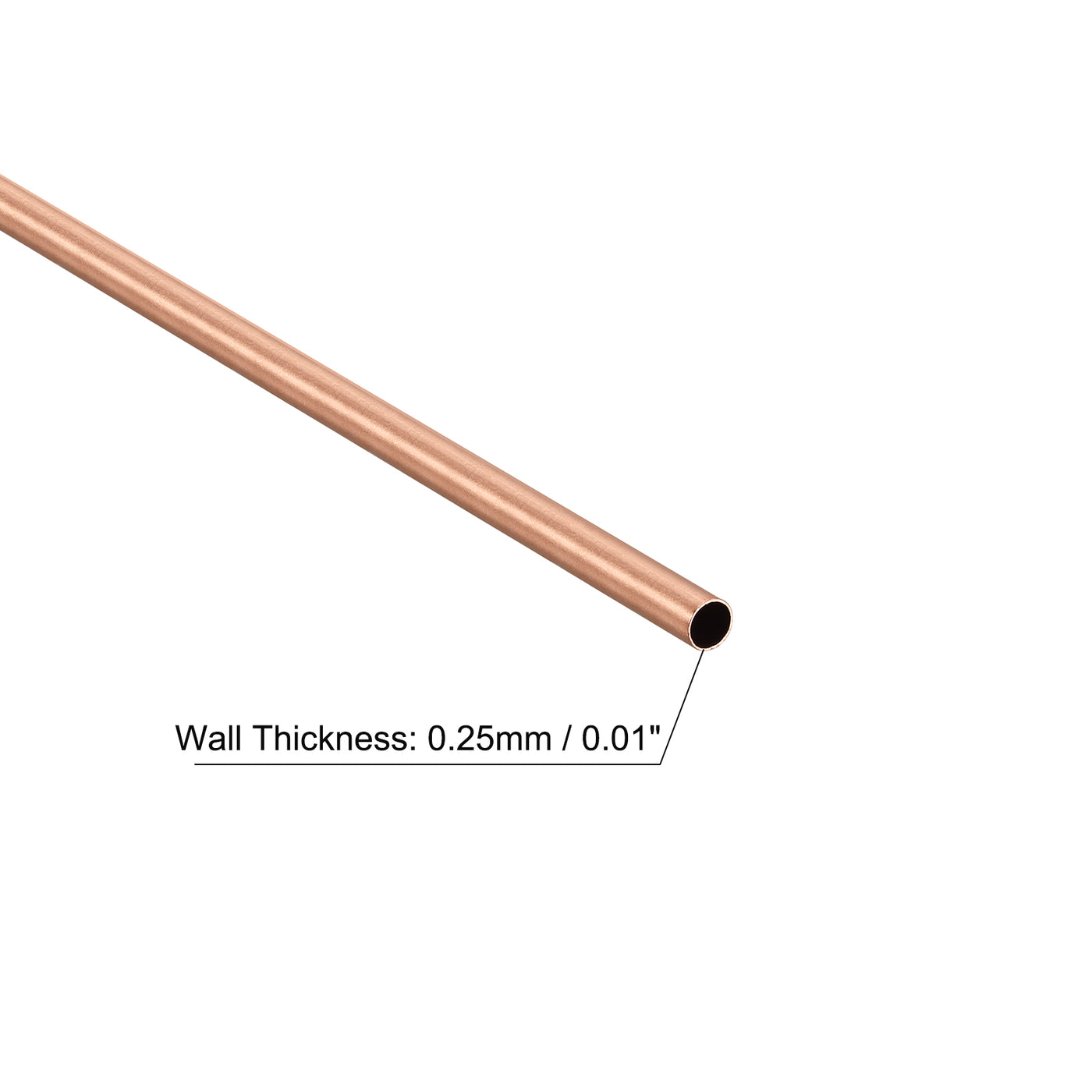 uxcell Uxcell Copper Round Tube 2.5mm OD 0.25mm Wall Thickness 200mm Length Pipe Tubing 6 Pcs