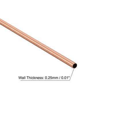 Harfington Uxcell Copper Round Tube 2.5mm OD 0.25mm Wall Thickness 200mm Length Pipe Tubing 6 Pcs