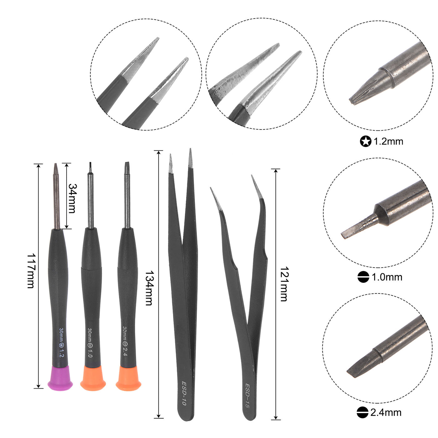 uxcell Uxcell Electronics Repair Tool Kit, 18 in 1 Magnetic Precision Screwdriver Tweezer Sets