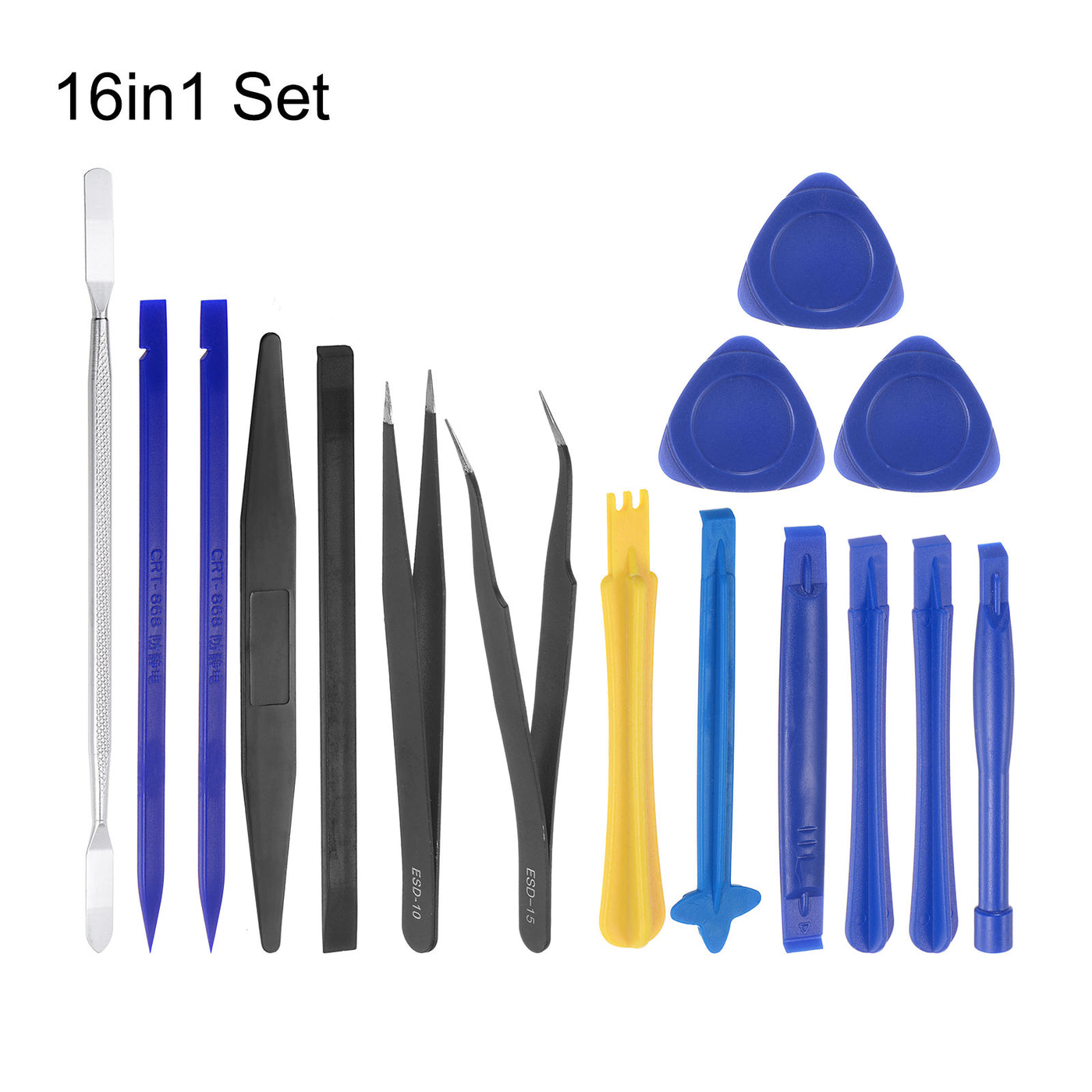 uxcell Uxcell 16 in 1 Electronics Repair Tool Kit, Metal Crowbar Metal Pry Bar Set for Screen Glue Removal