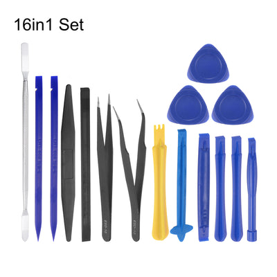 Harfington Uxcell 16 in 1 Electronics Repair Tool Kit, Metal Crowbar Metal Pry Bar Set for Screen Glue Removal