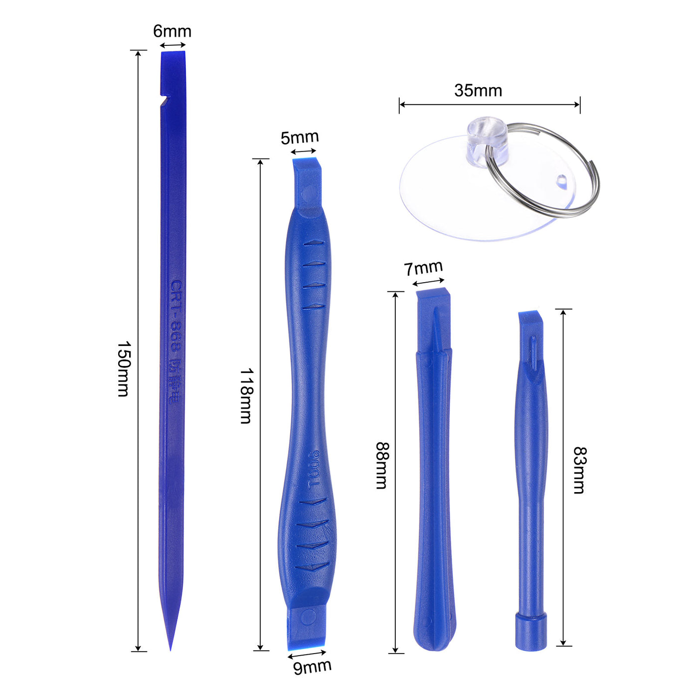 uxcell Uxcell 5in1 Set Electronics Repair Tool Kit, Plastic Pry Bar Removal for Screen Blue