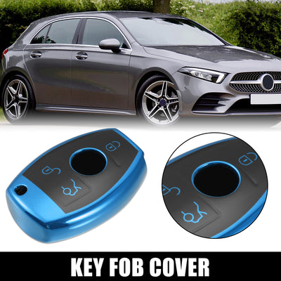 Harfington Car Key Fob Cover 3 Button Remote Key Fob Case Blue for Mercedes Benz C E S M CLS CLK G