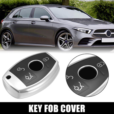 Harfington Car Key Fob Cover 3 Button Remote Key Fob Case Silver Tone for Mercedes Benz C E S M CLS CLK G