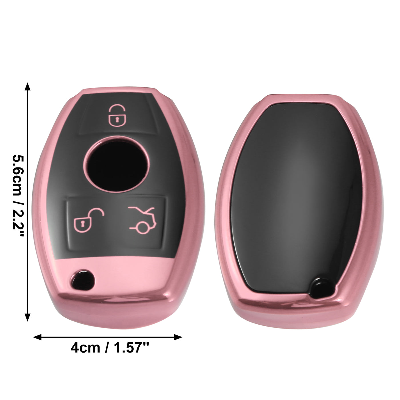 X AUTOHAUX Car Key Fob Cover 3 Button Remote Key Fob Case with Keychain Pink for Mercedes Benz C E S M CLS CLK G