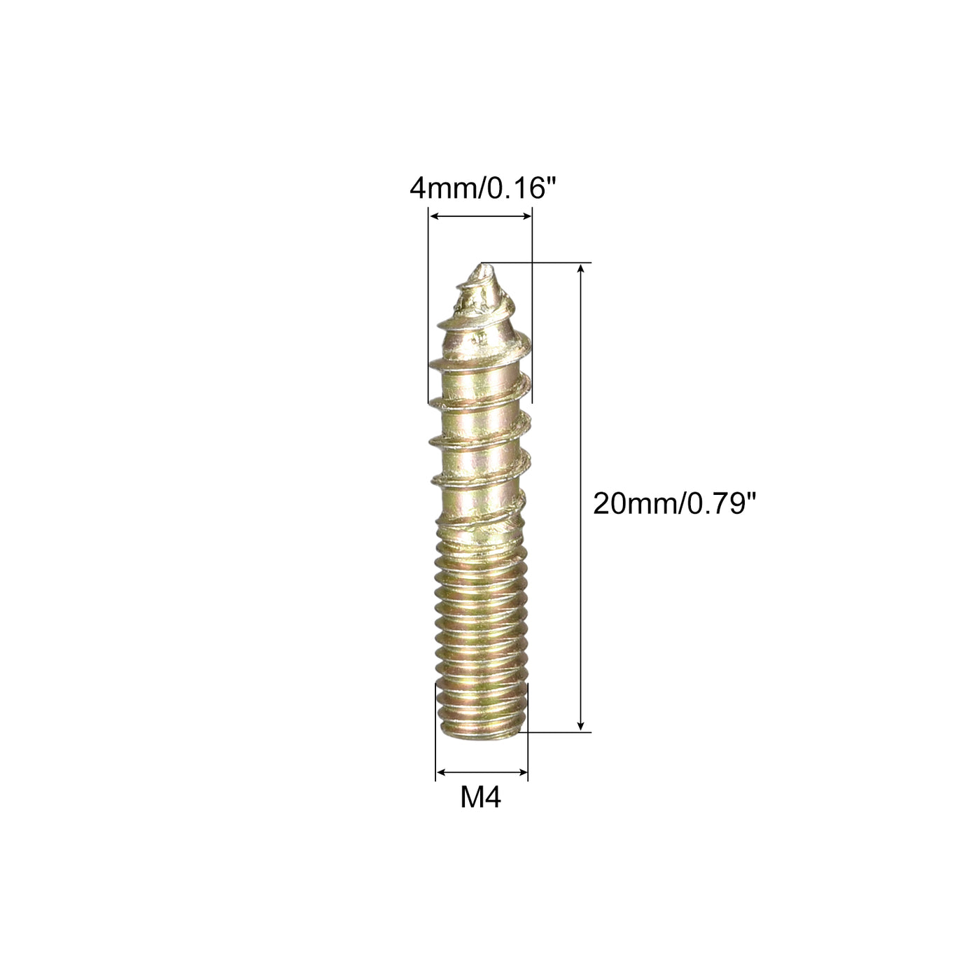 uxcell Uxcell M4x20mm Hanger Bolts, 12pcs Double Ended Thread Dowel Screws for Wood Furniture