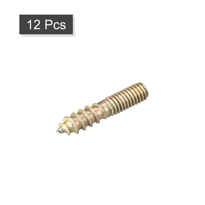 Harfington Uxcell M4x20mm Hanger Bolts, 12pcs Double Ended Thread Dowel Screws for Wood Furniture