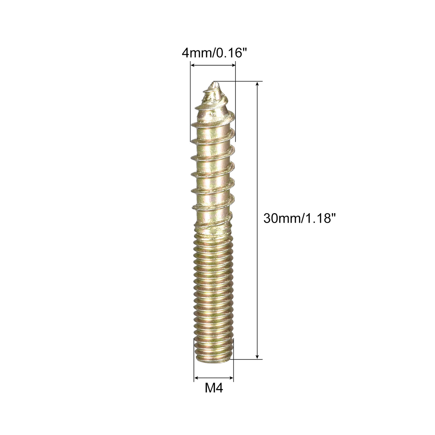 uxcell Uxcell M4x30mm Hanger Bolts, 80pcs Double Ended Thread Dowel Screws for Wood Furniture