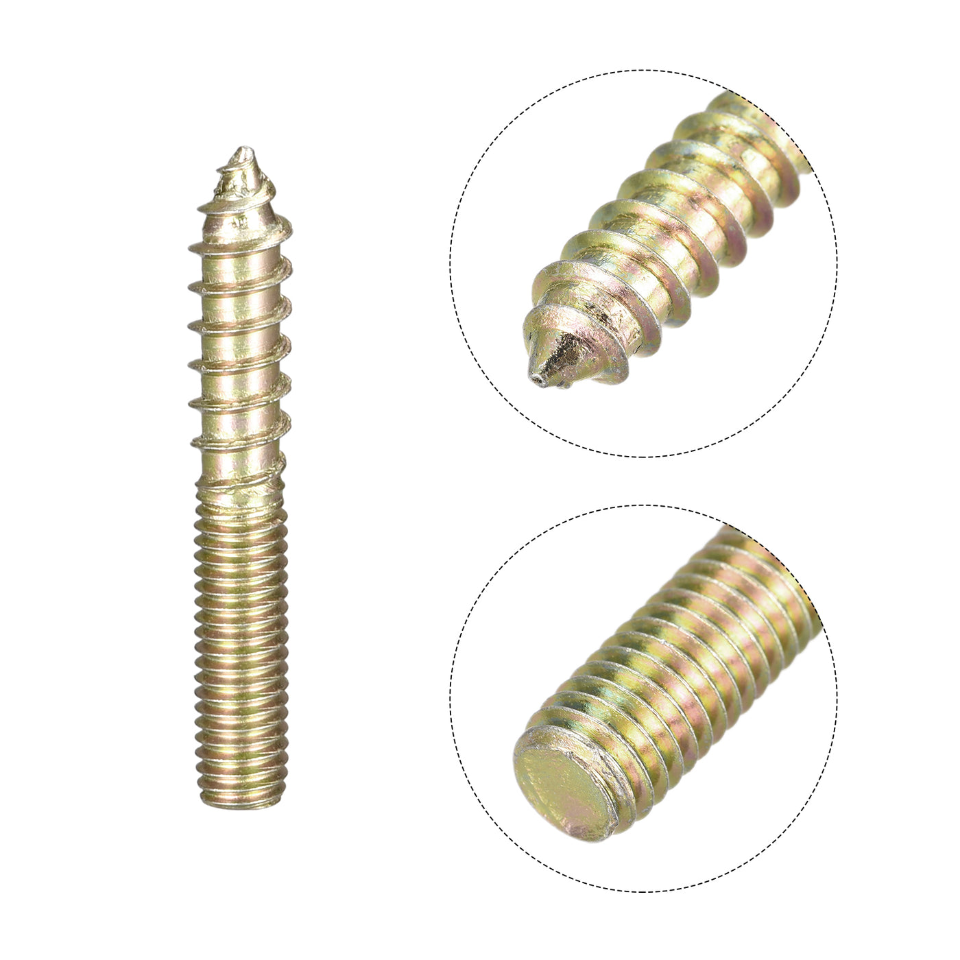 uxcell Uxcell M4x30mm Hanger Bolts, 80pcs Double Ended Thread Dowel Screws for Wood Furniture