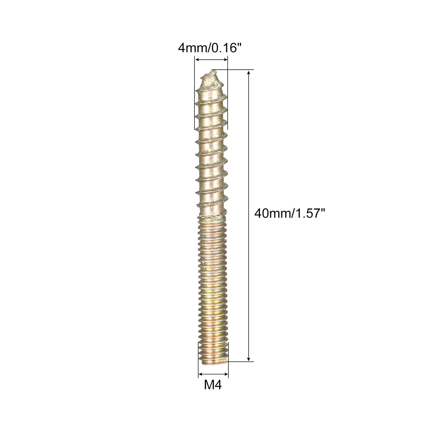 uxcell Uxcell M4x40mm Hanger Bolts, 50pcs Double Ended Thread Dowel Screws for Wood Furniture