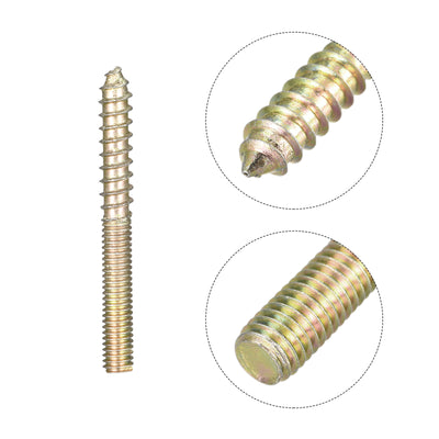 Harfington Uxcell M4x40mm Hanger Bolts, 50pcs Double Ended Thread Dowel Screws for Wood Furniture