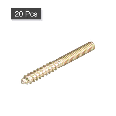 Harfington Uxcell M5x50mm Hanger Bolts, 20pcs Double Ended Thread Dowel Screws for Wood Furniture