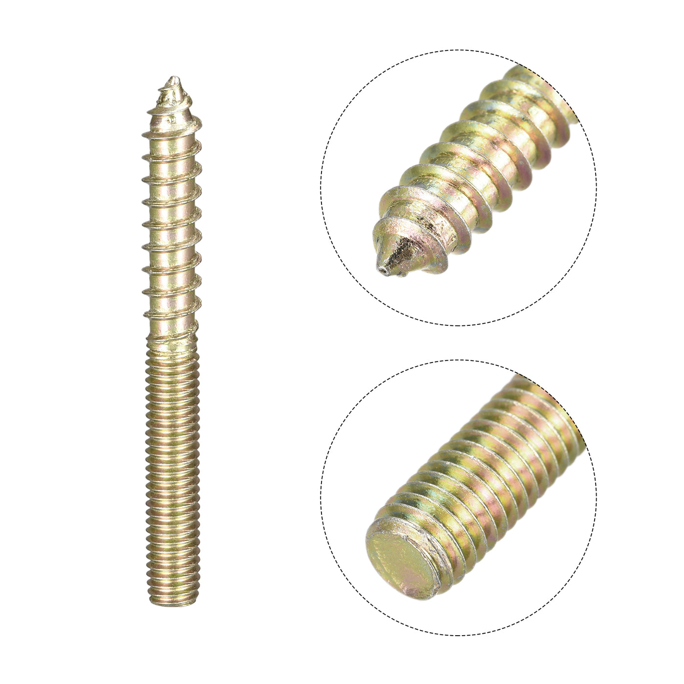 uxcell Uxcell M5x50mm Hanger Bolts, 20pcs Double Ended Thread Dowel Screws for Wood Furniture