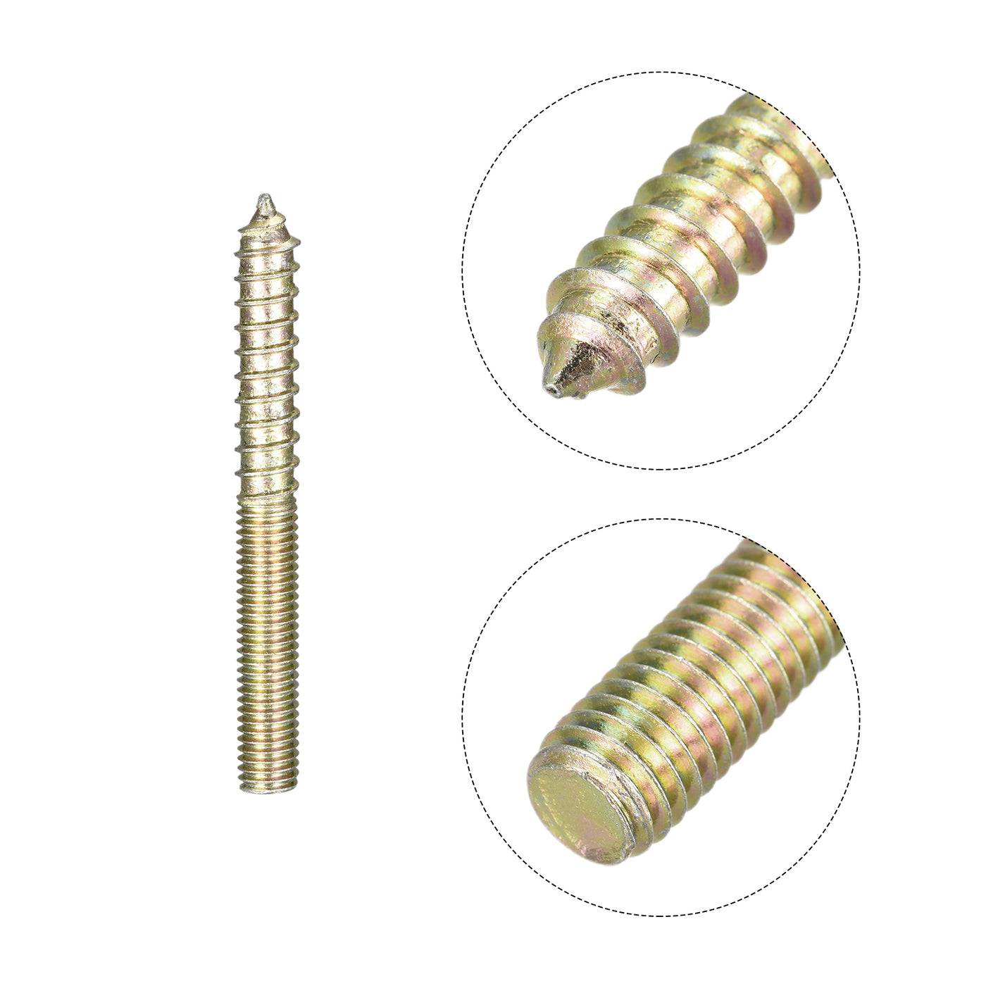 uxcell Uxcell M8x75mm Hanger Bolts, 8pcs Double Ended Thread Dowel Screws for Wood Furniture