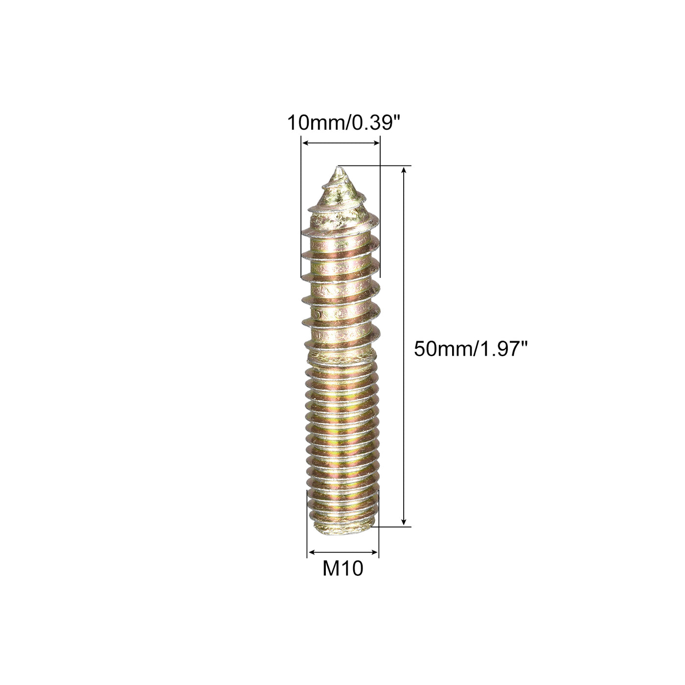 uxcell Uxcell M10x50mm Hanger Bolts, 12pcs Double Ended Thread Dowel Screws for Wood Furniture