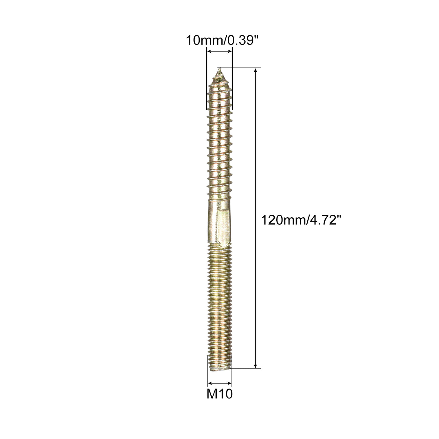 uxcell Uxcell M10x120mm Hanger Bolt, 48pcs Double Ended Thread Dowel Screws for Wood Furniture