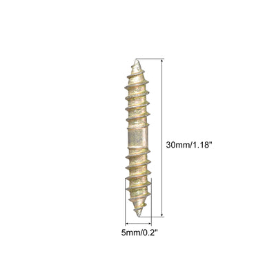 Harfington Uxcell 5x13mm Hanger Bolts, 20pcs Double Ended Self-Tapping Thread Dowel Screws