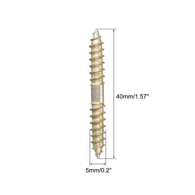 Harfington Uxcell 5x16mm Hanger Bolts, 48pcs Double Ended Self-Tapping Thread Dowel Screws