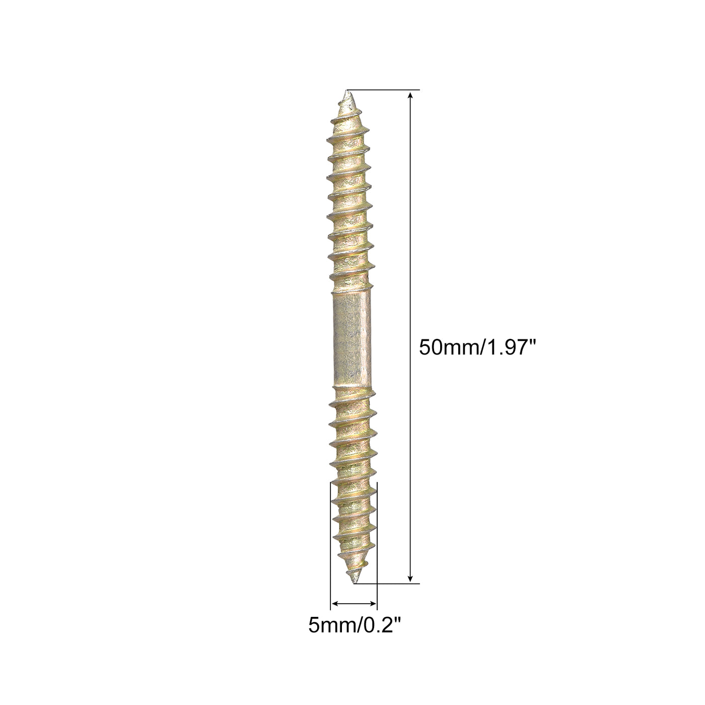 uxcell Uxcell 5x23mm Hanger Bolts, 20pcs Double Ended Self-Tapping Thread Dowel Screws