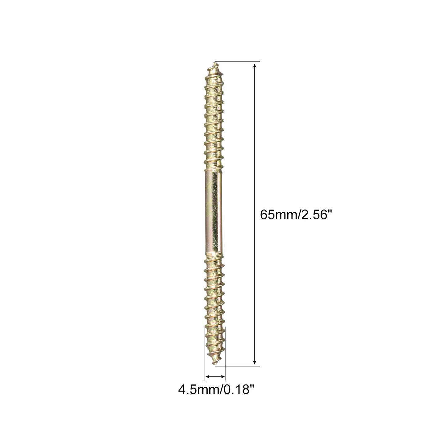 uxcell Uxcell 4.5x23mm Hanger Bolts, 20pcs Double Ended Self-Tapping Thread Dowel Screws