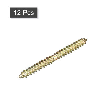 Harfington Uxcell 6.5x33mm Hanger Bolts, 12pcs Double Ended Self-Tapping Thread Dowel Screws