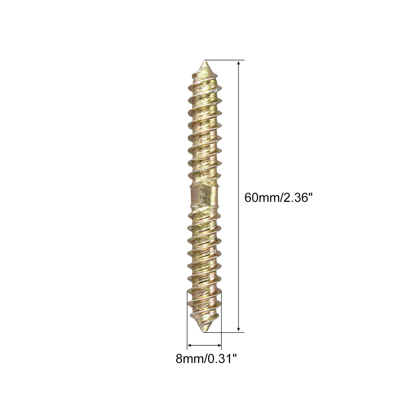 uxcell Uxcell 8x27mm Hanger Bolts, 8pcs Double Ended Self-Tapping Thread Dowel Screws