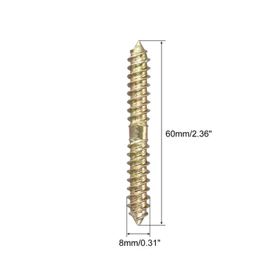 Harfington Uxcell 8x27mm Hanger Bolts, 8pcs Double Ended Self-Tapping Thread Dowel Screws