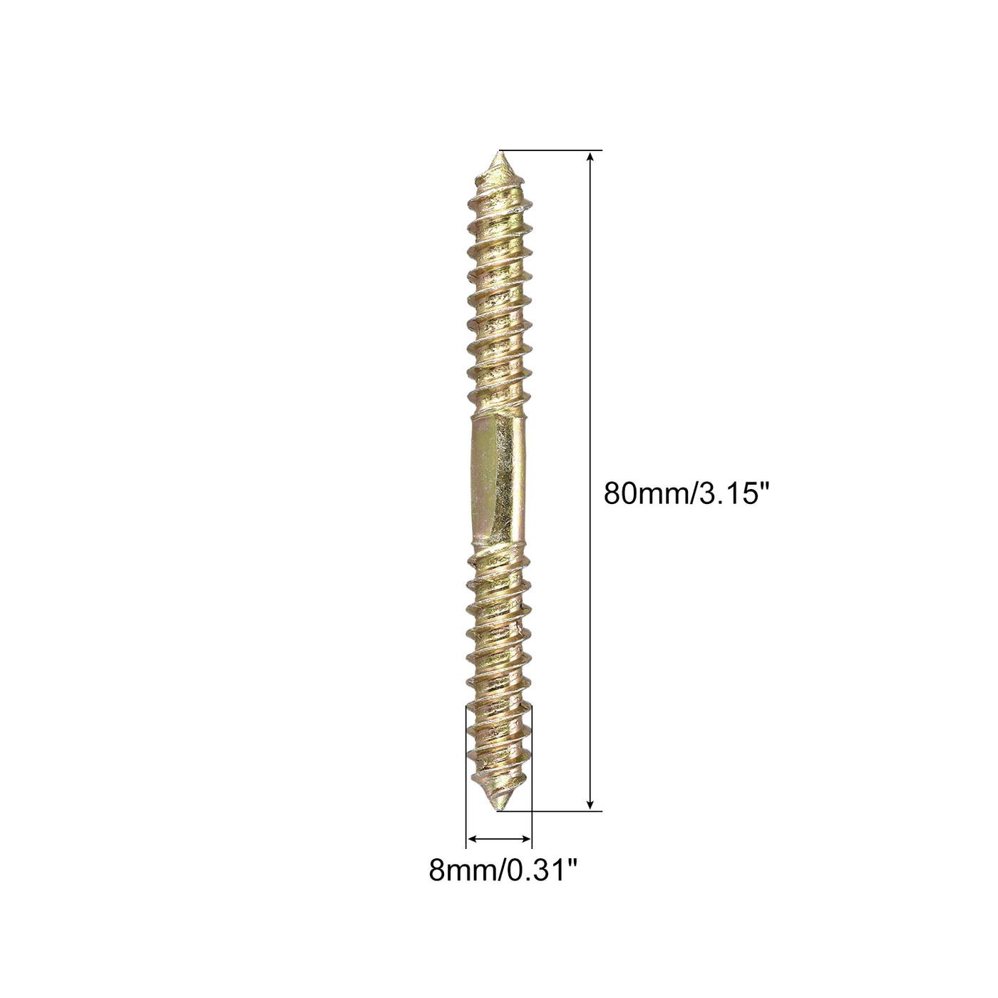 uxcell Uxcell 8x32mm Hanger Bolts, 12pcs Double Ended Self-Tapping Thread Dowel Screws