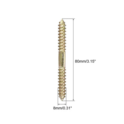 Harfington Uxcell 8x32mm Hanger Bolts, 12pcs Double Ended Self-Tapping Thread Dowel Screws