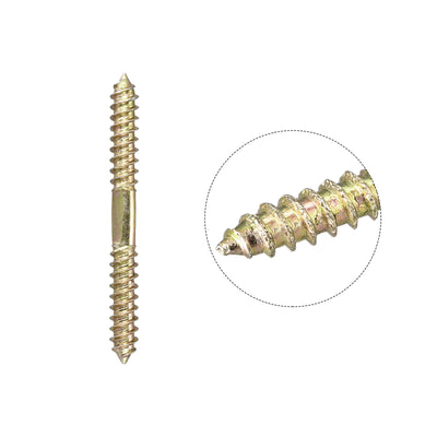 Harfington Uxcell 8x32mm Hanger Bolts, 48pcs Double Ended Self-Tapping Thread Dowel Screws