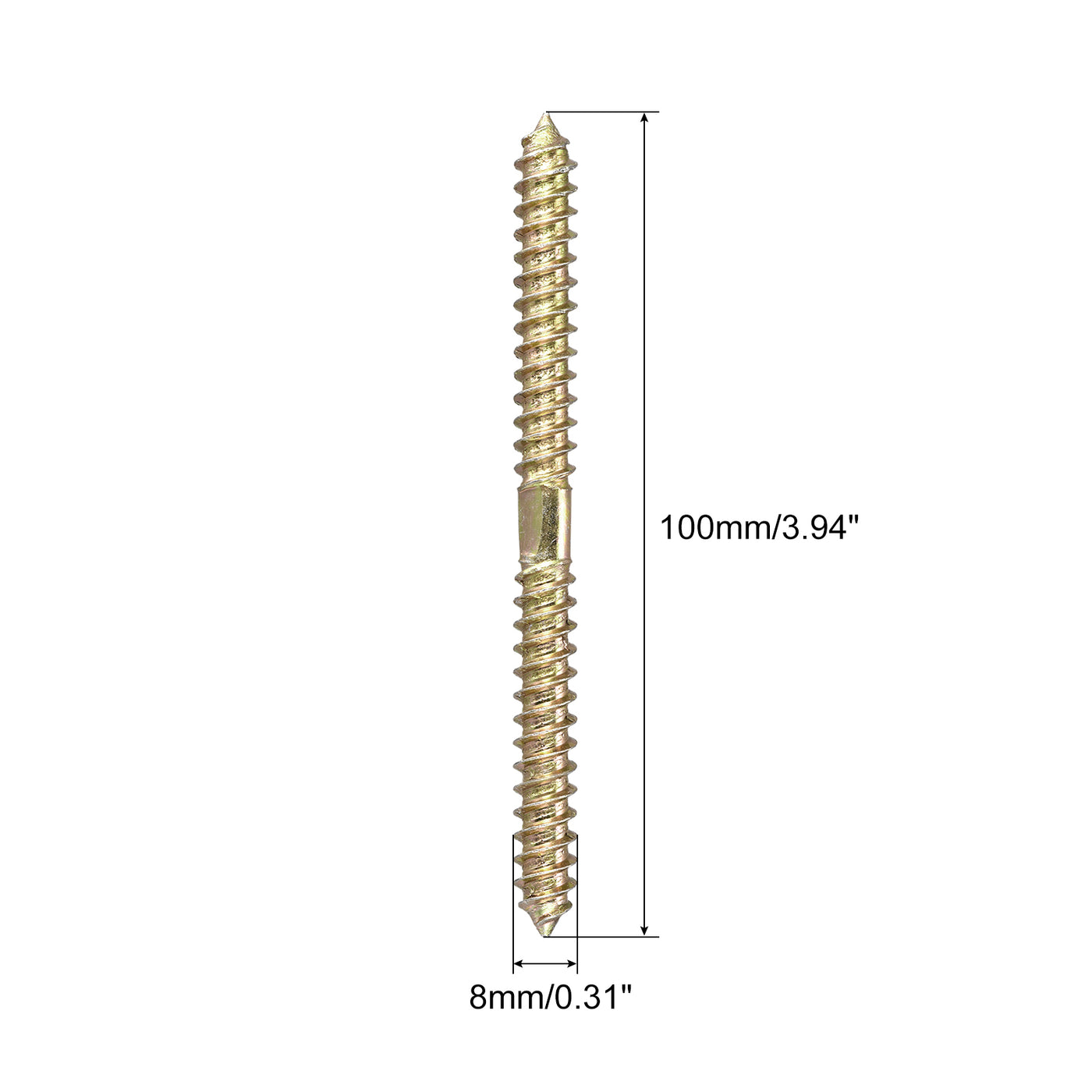 uxcell Uxcell 8x46mm Hanger Bolts, 12pcs Double Ended Self-Tapping Thread Dowel Screws