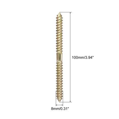 Harfington Uxcell 8x46mm Hanger Bolts, 12pcs Double Ended Self-Tapping Thread Dowel Screws