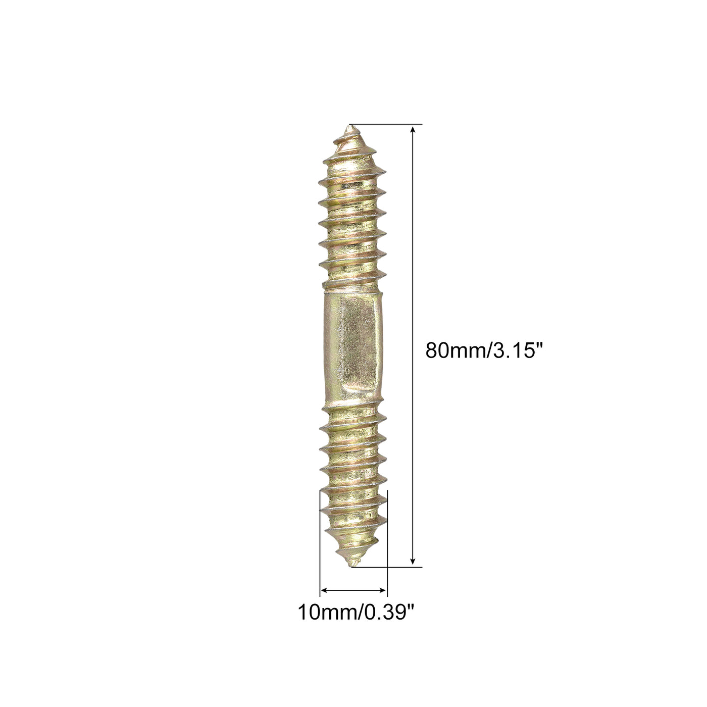 uxcell Uxcell 10x31mm Hanger Bolts, 6pcs Double Ended Self-Tapping Thread Dowel Screws