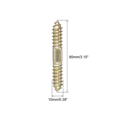 Harfington Uxcell 10x31mm Hanger Bolts, 6pcs Double Ended Self-Tapping Thread Dowel Screws